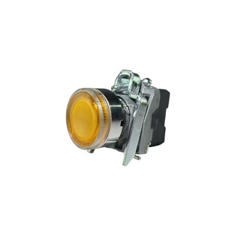 Кнопка без фиксации КМЕ 4110м-ЛС, с подсветкой 220V, IP40, желтая (1НО) УХЛ2, AB-EB-0AI-7411 - Электротехнические изделия