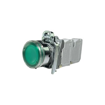 Кнопка без фиксации КМЕ 4630м-ЛС, с подсветкой 220V, IP40, зеленая (3НО) УХЛ2, AB-EB-0AI-7331 - Электротехнические изделия