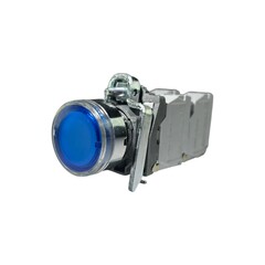 Кнопка без фиксации КМЕ 4122м-ЛС, с подсветкой 220V, IP40, синяя (2НО+2Н3) УХЛ2, AB-EB-0AI-7543 - Электротехнические изделия